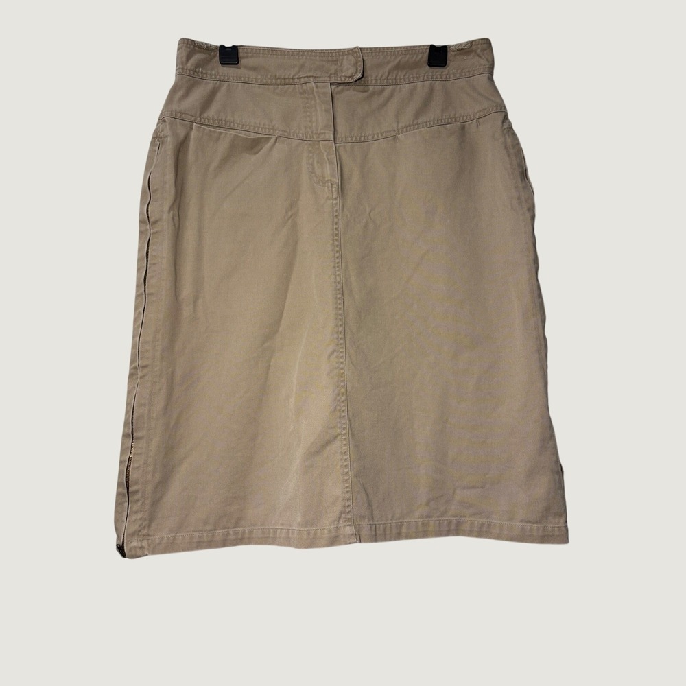 United Colors of Benetton Y2K Khaki Cotton Midi Skirt w/ Side Zips Size 10